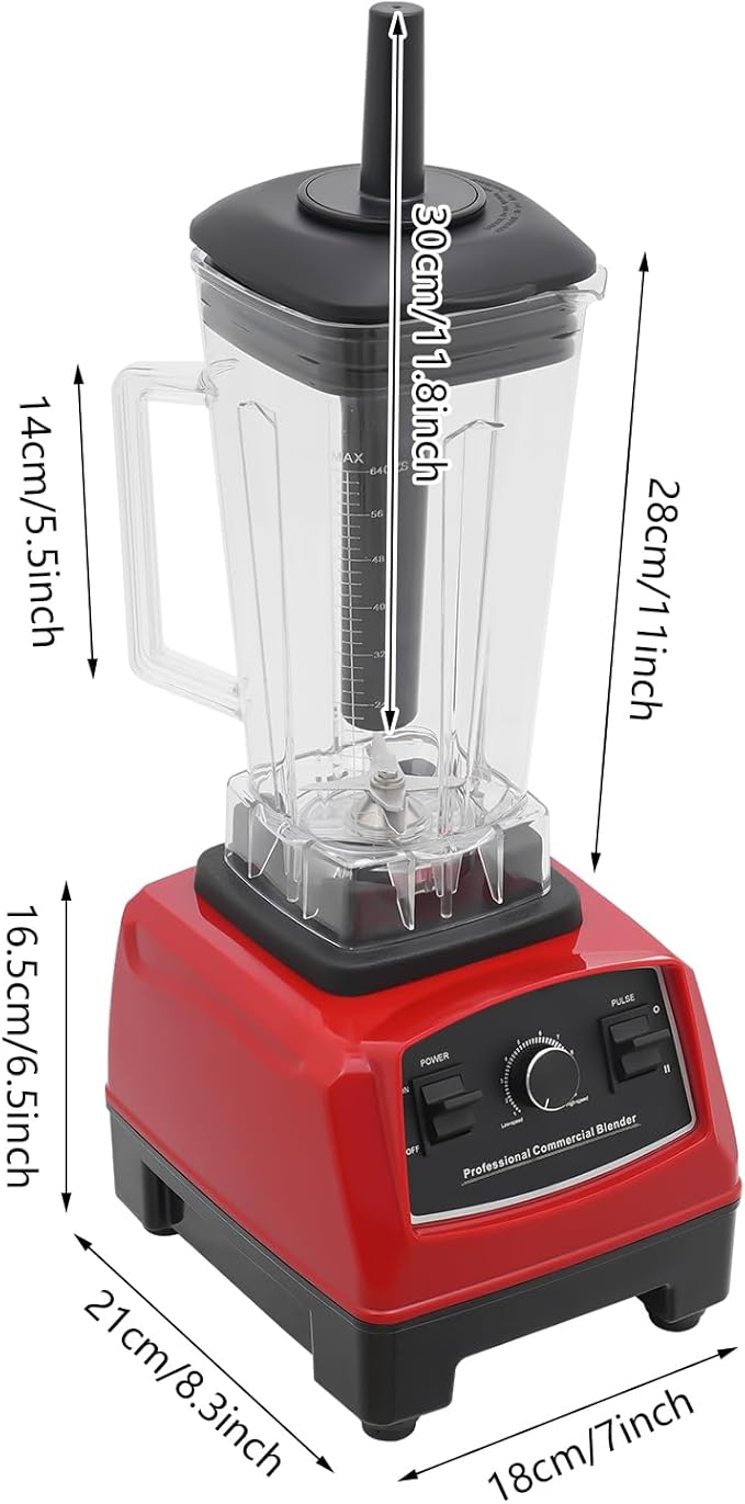 Eapmic Professional Blender, 2000ml Capacity, 2200W Power, 45000RPM Speed, Red Color, Smoothies and Shakes