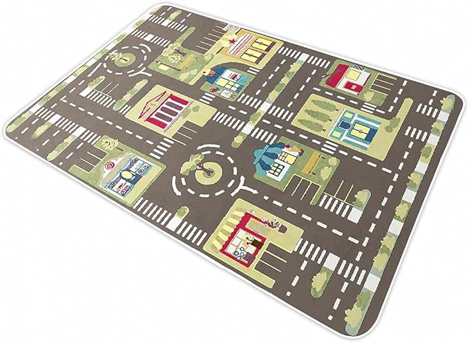 Kid Rug Carpet Playmat for Toy Cars and Train，Play Area Rug with Rubber Backing，Fun Throw Rug，Ideal Gift for Children Baby Bedroom Play Room(80×160cm/32×63in) Y2