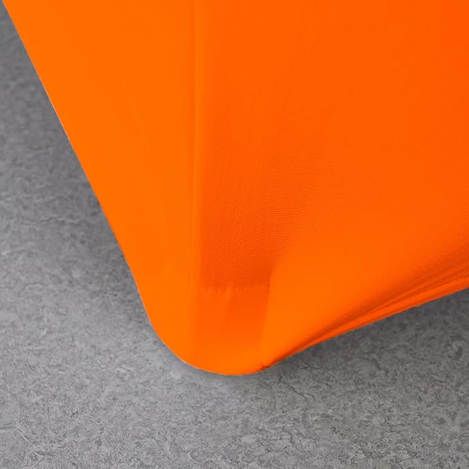 2 Pack 8FT Neon Orange Spandex Tablecloth Stretch Fitted Table Cover for Rectangular Table Event, Wedding, Banquet and Parties