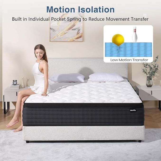 King Size Mattress, 12Inch Hybrid Memory Foam King Mattress in a Box, Medium Firm, Pressure Relief, CertiPUR-US