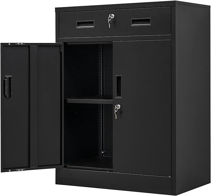 Storage Cabinet, 36 Inch Tall Metal Storage Cabinet with Doors and Shelves, Metal Cabinet with Drawers, Pantry Cabinets for Kitchen Storage, Garage Cabinet for Living, Dining Room.