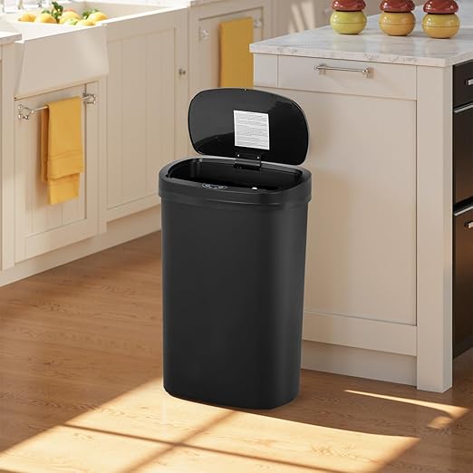 BestOffice 13 Gallons Automatic Sensor Kitchen Trash Can with Lid, Touchless Garbage Can for Bathroom, Bedroom, Home Office Waste Bin 50L