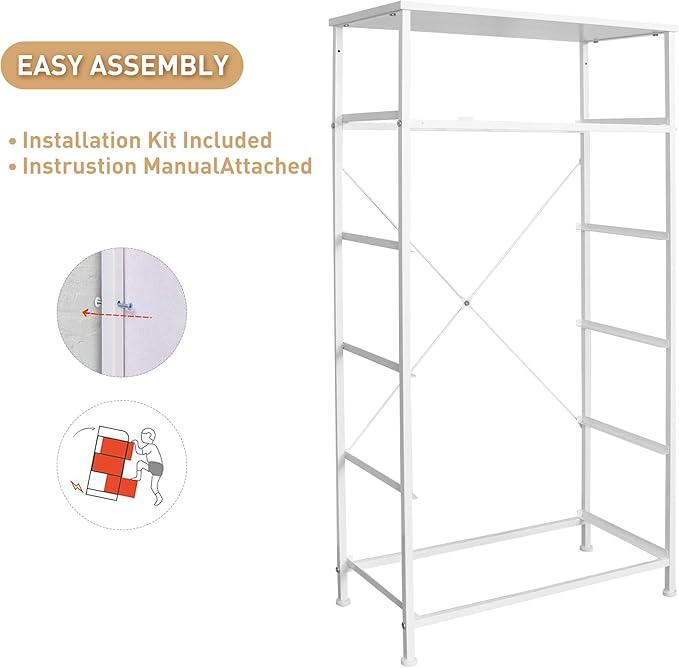 Tall Dresser for Bedroom, Vertical Storage Organizer Tower with 6 Drawers, Chest of Drawers with Fabric Bins, Steel Frame, Wood Top for Bedroom, Closet, Entryway- White