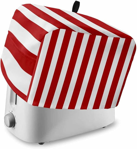 Toaster Cover 2 Slice Red Stripes Toaster Oven Cover with Pockets Vertical Striped Dustproof Bakeware Protector Small Kitchen Appliance Dust Covers and Fingerprint Protection for Women