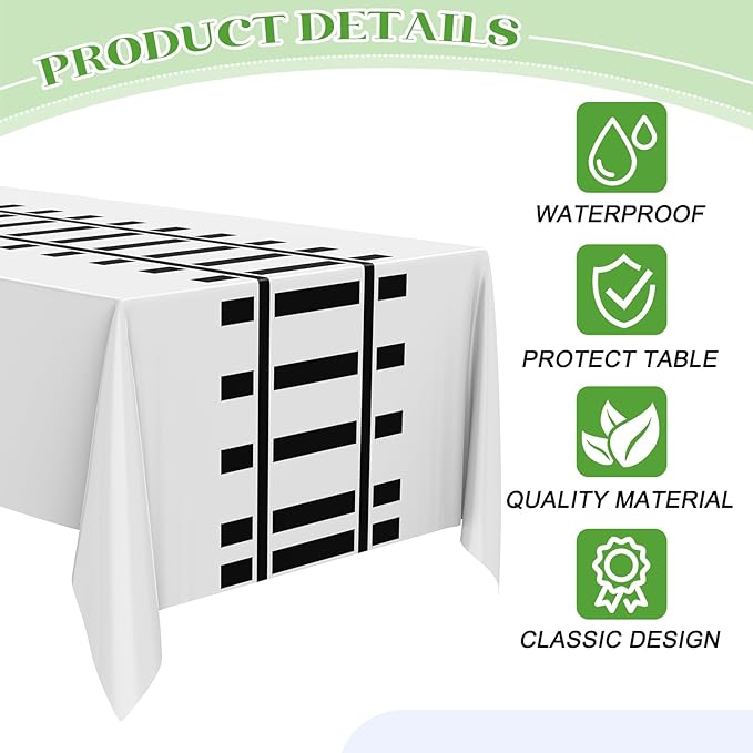 6 Pcs Train Party Decorations Railroad Track Tablecloths Train Birthday Party Supplies 54 x 108 Inch Plastic Table Covers for Railroad Track Western Theme Birthday (White)