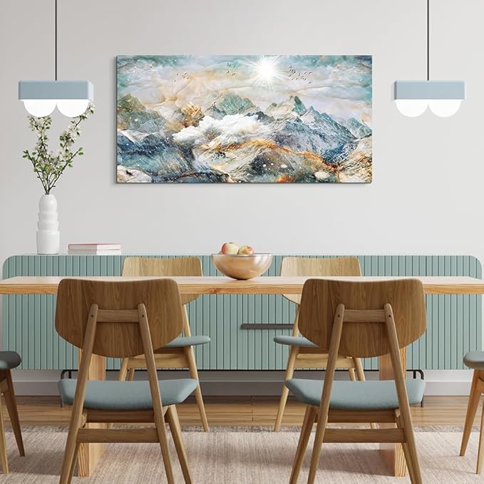 Lapremoly Large Canvas Wall Art For Living Room Wall Decor For Bedroom Office Wall Decoration Mountain Landscape Abstract Wall Painting Framed Pictures Decor Artwork Farmhouse Home Wall Art 24"X48"