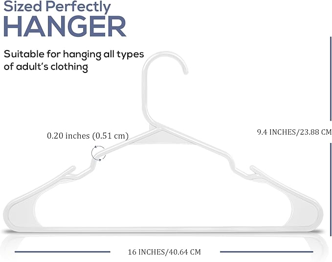 Utopia Home Plastic Hangers 100 Pack - Perfect Space Saving Clothes Hanger - Durable and Strong - Perfect Closet Organizers with Shoulder Grooves (White)
