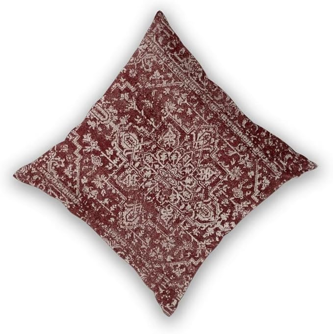 Boho Pillow Covers 20 x 20 Inch Set of 2, Bohemian Burgundy Carpet Pattern Decorative Throw Pillows Ethnic Rustic Farmhouse Cushion Cases Linen Gifts for Couch Sofa Outdoor Decor