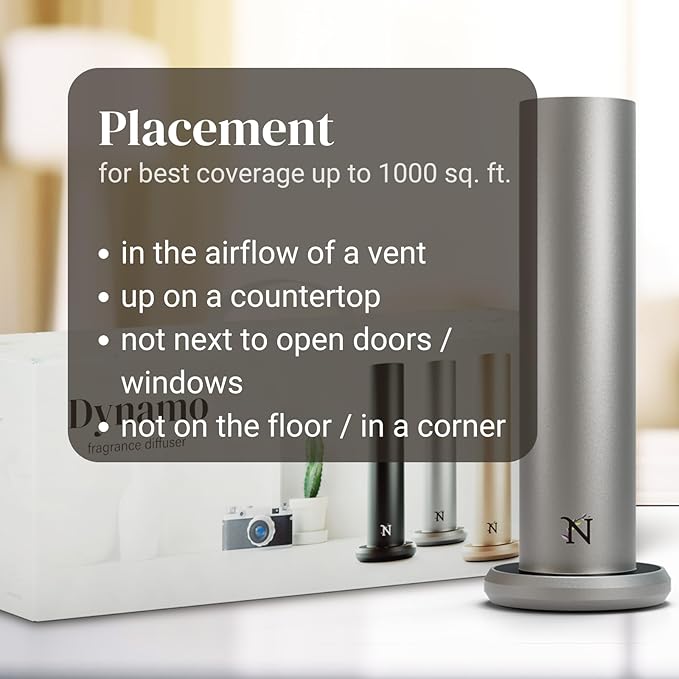 Dynamo Essential Oil Diffuser for Home with Fragrance Sample, App & Manual Control, Cold-Air Scent Diffusers for Home,Large Room, Hotel Scent Diffuser, 1000sq.ft. Titanium, Aroma Diffusers