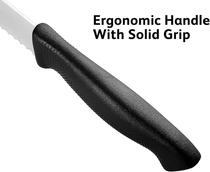 12 Inch Cuisine Pro Serrated Bread Knife, Premium Stainless Steel Wave Edge Razor Sharp Blade Knife for Bread, Dishwasher Safe, NSF Certified, Black