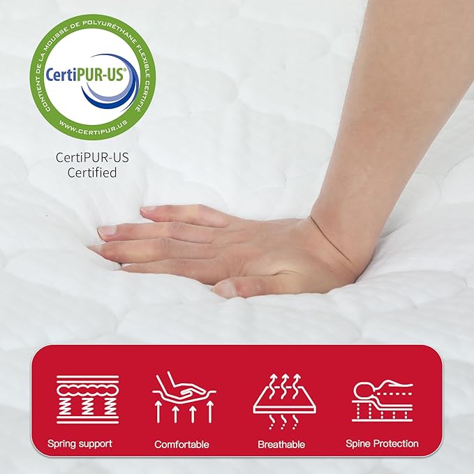 PayLessHere 8 Inch Mattress Medium Firm Spring Mattress Cool Sleep Pressure Relief King Size Mattress in a Box Fiberglass Free CertiPUR-US Certified Breathable Foams Mattress