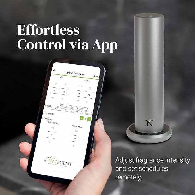 Dynamo Essential Oil Diffuser for Home with Fragrance Sample, App & Manual Control, Cold-Air Scent Diffusers for Home,Large Room, Hotel Scent Diffuser, 1000sq.ft. Titanium, Aroma Diffusers