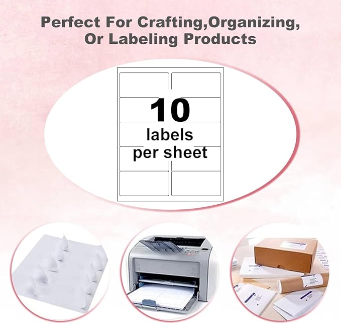 BESTEASY 2x4 Shipping Labels, FBA 10 Up Address mailing Labels, 100 Sheets Sticker Labels Compatible Laser/InkJet(1000 Labels)