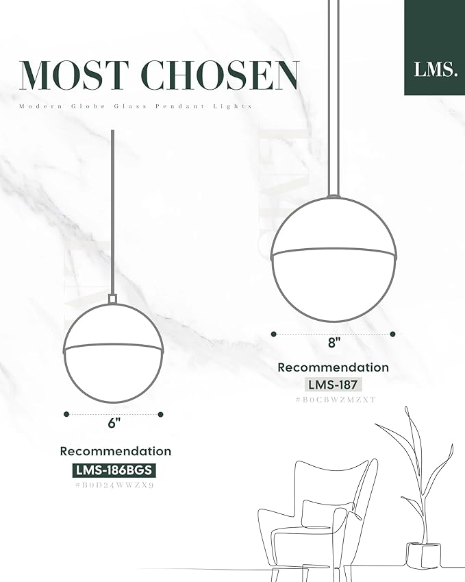LMS Modern Brushed Nickel 3-Light Cluster Pendant Lights, Mid Century Pendant Lighting with Clear Globe Glass Shade, Adjustable Hanging Cord Ceiling Light for Bathroom Dining Room, LMS-186BNC3