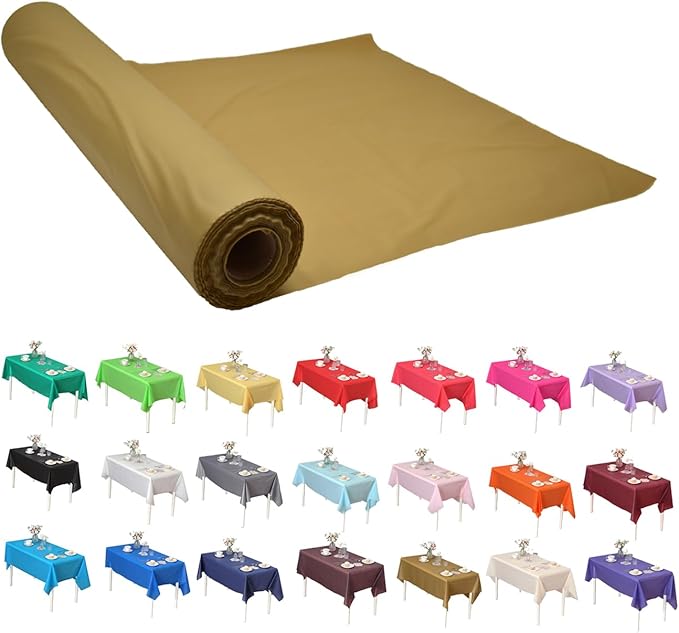 Craft And Party, Gold Plastic Table Cover Roll - 40in X 100 feet Heavy Duty Plastic Banquet Table Cover Roll. (Gold)