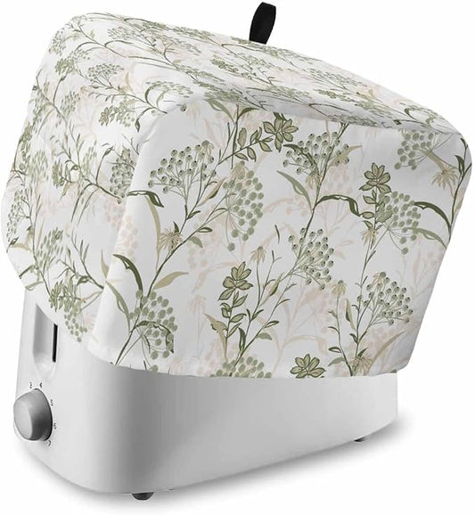 Toaster Cover 4 Slice Sage Green Leaves Toaster Oven Cover with Pockets Fruit Floral Plant Dustproof Bakeware Protector Small Kitchen Appliance Dust Covers and Fingerprint Protection for Women