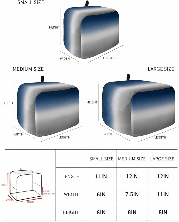 Toaster Cover 4 Slice Blue Grey Ombre Toaster Oven Cover with Pockets Gradient Gradual Color Dustproof Bakeware Protector Small Kitchen Appliance Dust Covers and Fingerprint Protection for Women