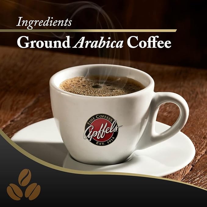 Apffels Colombian Decaf – Ground, Medium Roast, 100% Arabica Coffee (18 pack – 2.5 oz Each)