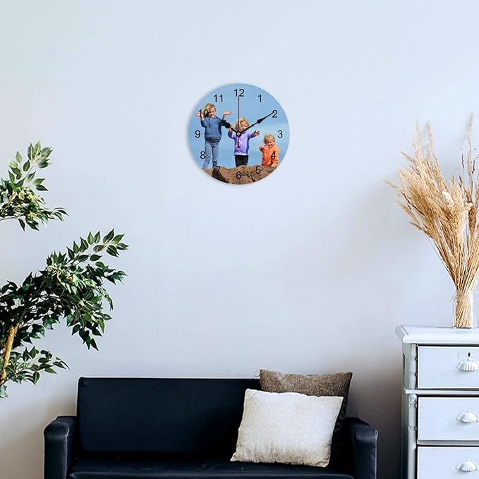 Custom Wall Clock, Personalized Wall Clock with Photo/Image Text Non-Ticking Clock Silent Customized Digital Wall Clocks Customized Gift for Living Room Kitchen Bathroom Home Decor 15.75''