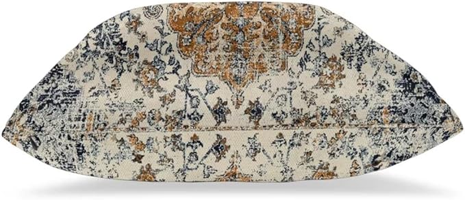 Ethnic Boho Throw Pillow Covers 16x16 Set of 2, Gold Blue Carpet Pattern Pillow Covers Rustic Farmhouse Cushion Cases Linen Decorative Gifts for Couch Sofa Indoor Outdoor