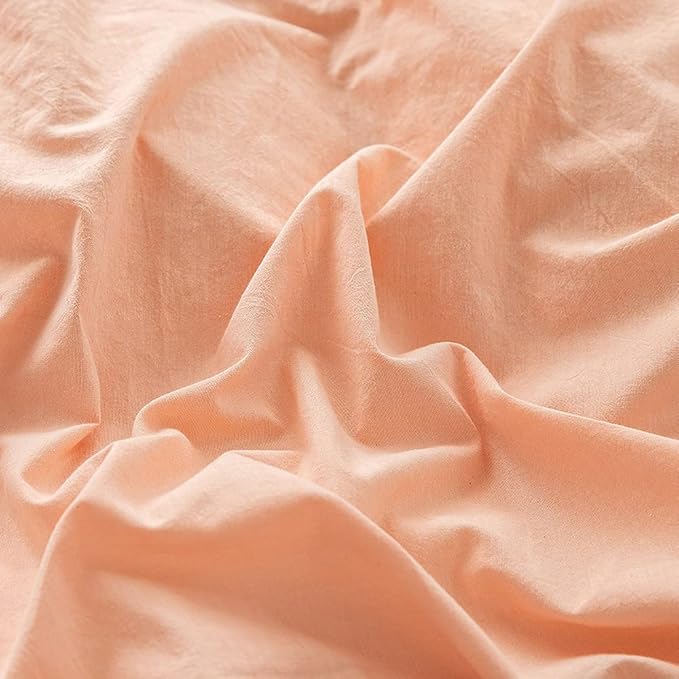 FACE TWO FACE Bedding Duvet Cover Set100% Washed Cotton Duvet Cover Linen Like Textured Breathable Durable Soft Comfy(Full, Pink)
