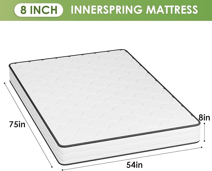 PayLessHere 8 Inch Mattress Medium Firm Spring Mattress Cool Sleep Pressure Relief Full Size Mattress in a Box Fiberglass Free CertiPUR-US Certified Breathable Foams Mattress