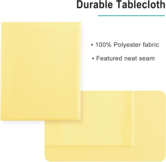 Hiasan Waterproof Tablecloth Rectangle - Washable Fabric Table Cloth for Dining Room Kitchen Birthday Party and Outdoor Use, Light Yellow, 70 x 120 Inch