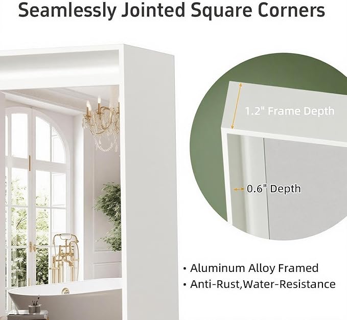 20x28 Inch Bathroom Mirrors for Over Sink, Rectangular Vanity Mirror, Matte White Framed Mirrors for Wall, Tempered Glass, Anti-Rust Home Decor Mirror(Horizontal/Vertical)