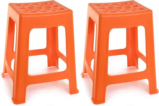 Mintra Home Light Duty Plastic Stools 2pk (18in Height, Orange)