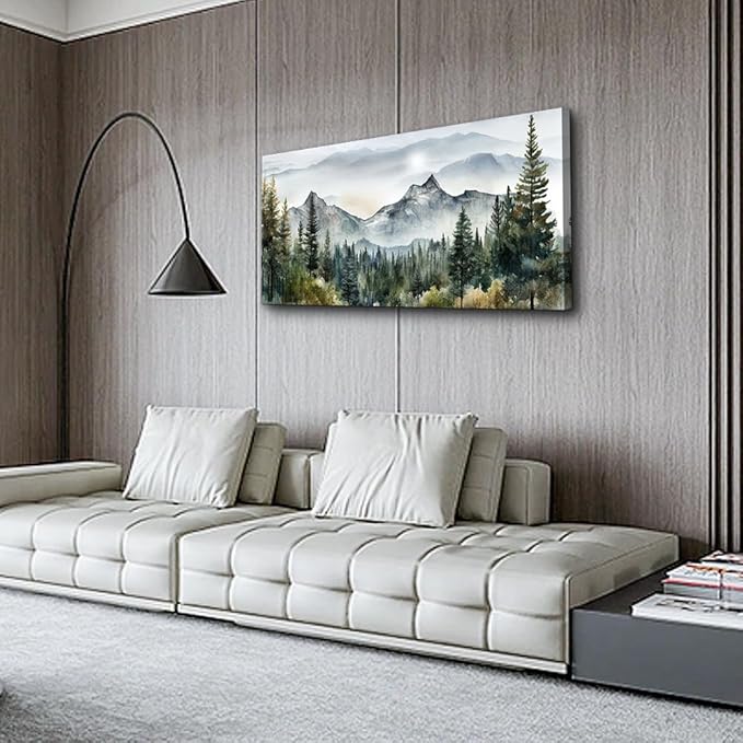 Wapluam Abstract Mountain Landscape Canvas Art - Modern Wall Decor For Living Room, Bedroom - Stretched & Framed, Ready To Hang