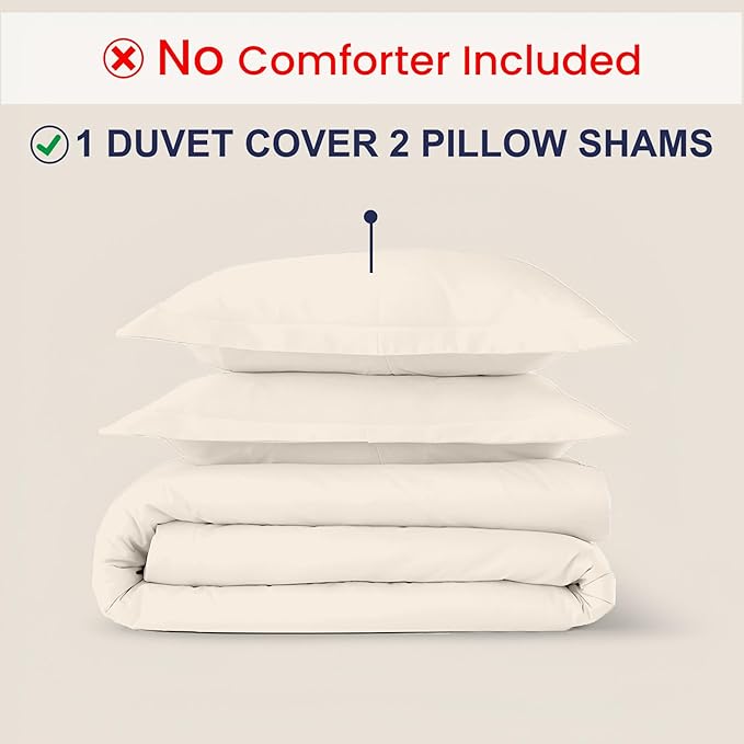 Kotton Culture 120"x98" 3 Pc Oversized King Duvet Cover Set 100% Egyptian Cotton - 600 TC Comforter Cover, Zipper Closure & Corner Ties - Fits Large King Inserts (Oversized King,Butter)