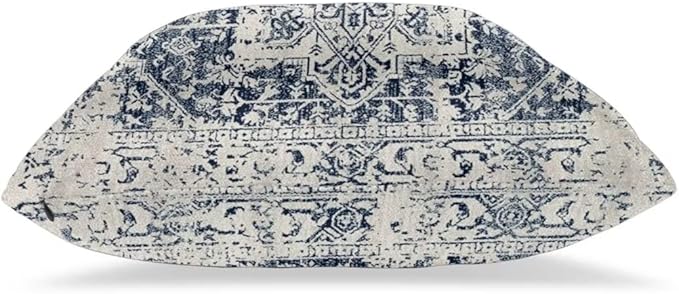 Boho Pillow Covers 18x18 Set of 2, White Navy Blue Carpet Pattern Outdoor Decorative Throw Pillows Ethnic Rustic Farmhouse Cushion Cases Linen Gifts for Couch Sofa Decor