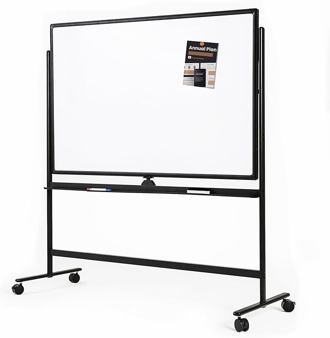 Mobile Dry Erase Board, 32 x 48 Inches, Double Sided, Rolling White Board with Casters Stand-Black(8012…