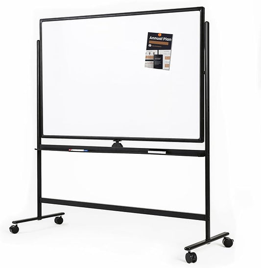Mobile Dry Erase Board, 32 x 48 Inches, Double Sided, Rolling White Board with Casters Stand-Black(8012…