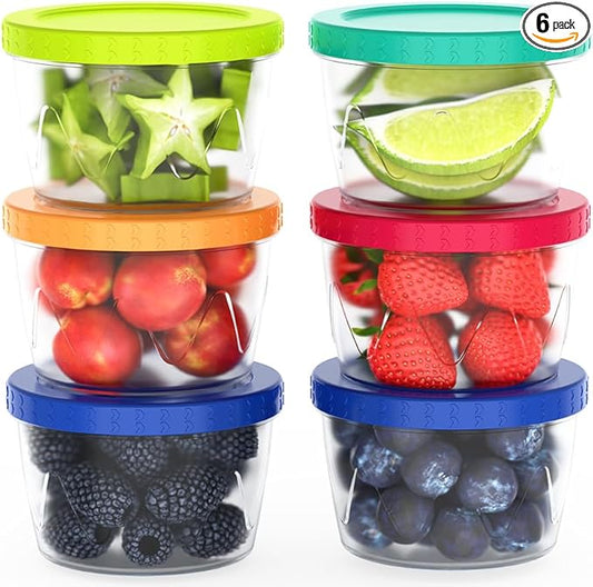 Freezer Storage Containers 6 Pack-16 Oz Deli Containers with Lids BPA Free Microwave and Dishwasher Safe,Food Storage Containers with Lids,Soup Containers for Oats/Salad