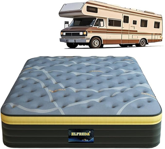 Elfreda Short Queen Mattress, 12 inch Pillow Top Pocket Spring Hybrid RV Mattress, Memory Foam Innersprings Medium Firm，Supportive Pressure Relief 74''x60 Camper in a Bag