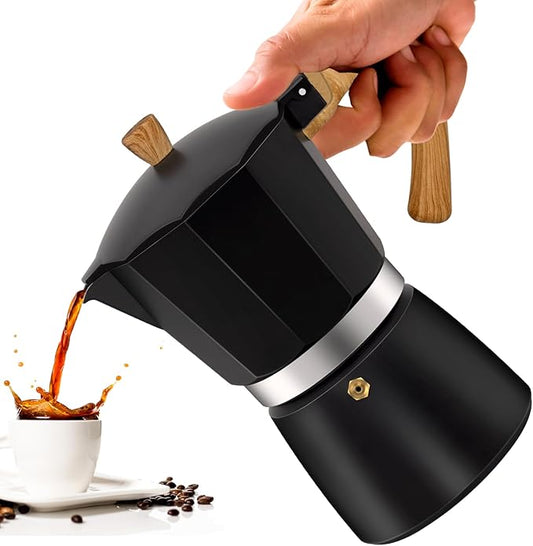 9 Cup Aluminum Moka Pot Classic Stovetop Espresso Coffee Maker 450ml 15oz Coffeemaker Percolator Mocha Pot Greca Coffee Maker Cafe Makers for Italian and Cuban Café Brewing Black