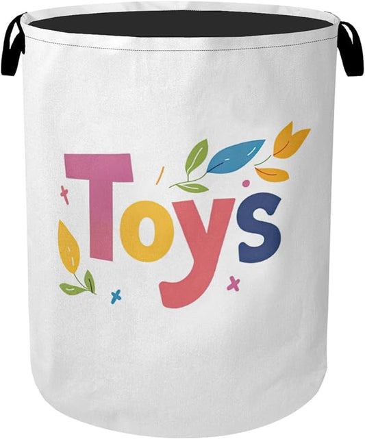 Toys Foldable Canvas Laundry Basket with Handles - Toy Organizer, Heavy Duty for Home，Bedroom, Dorm, Bathroom