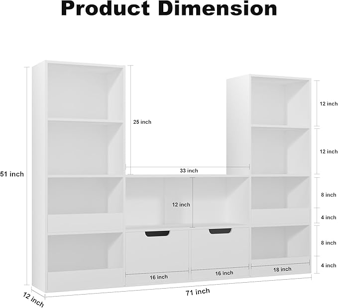 Toy Organizer and Nursery Bookshelf, 4-Tier Wooden Kids Bookcase with Storage Bins, Playroom Storage Rack for Toys and Books, Toy Storage Organizer for Playroom, Nursery, Classroom, White