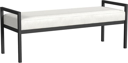 HomePop Modern Metal Bench|Bench for Living Room & Bedroom | Decorative Home Furniture - Cream Boucle