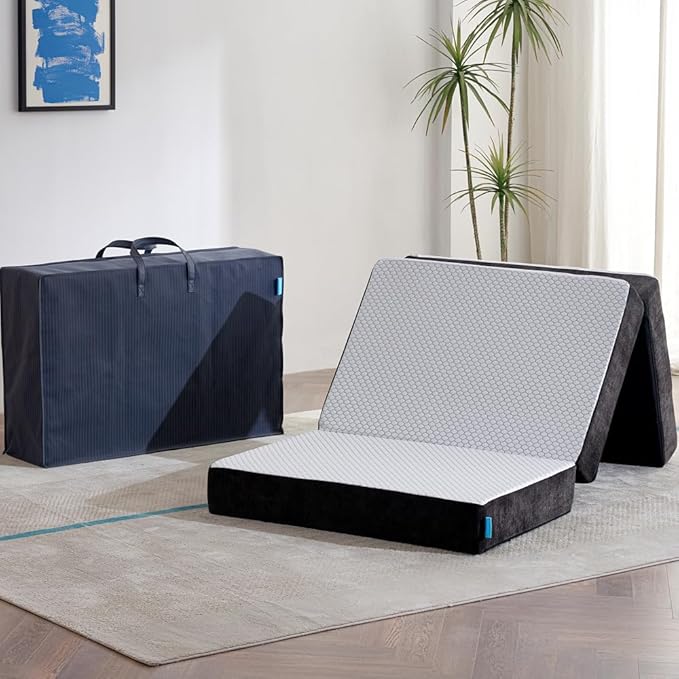 Odorless Foldable Mattress Twin XL 80" x 38" x 6", 6 Inch Folding Foam Mattress with Storage Bag, Trifold Memory Foam Mattress for RV, Guest Bed