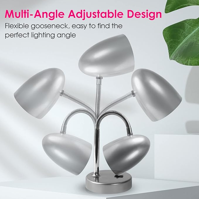 ENERGETIC SMARTER LIGHTING LED Desk Lamp, Flexible Gooseneck with Table lamp, 3.5W 240LM 4000K Cool White Study Lamps for Bedroom and Office, Eye Protection, ETL Listed Silver
