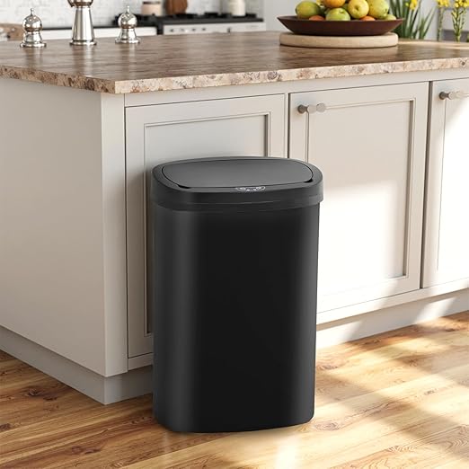 BestOffice 13 Gallons Automatic Sensor Kitchen Trash Can with Lid, Touchless Garbage Can for Bathroom, Bedroom, Home Office Waste Bin 50L