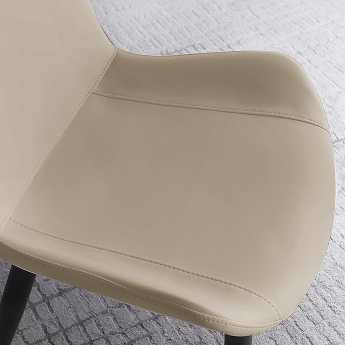 Dining Chairs, Modern PU Leather Dining Room Chair with Sturdy Metal Legs, Upholstered Seat Dinner Chairs Accent Side Chairs for Indoor Kitchen Living Room (Tan, Set of 8)