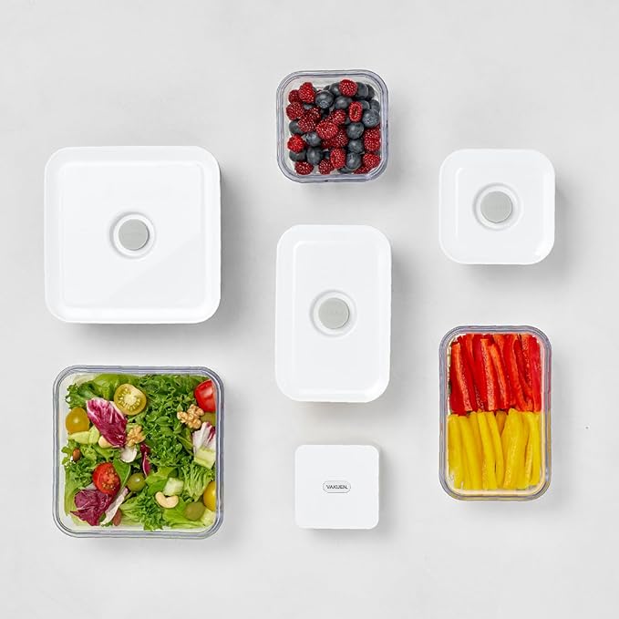 Premium Airtight Food Storage Containers, Square 2PC/Set(1.48qt/1.4Lx2pcs), Smart One-Click Seal Lid, No Hinges, 100% Leak Proof, BPA-FREE, Dishwasher, Freezer & Microwave Safe