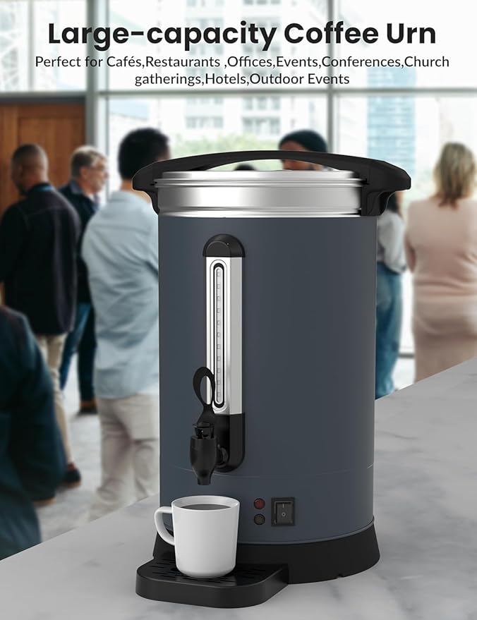 Large Commercial Coffee Urn 120 Cup/18L Coffee Dispenser,4.8Gal Stainless Steel Electric Coffee Maker with Double Wall Insulation, Hot Beverage & Water Dispenser