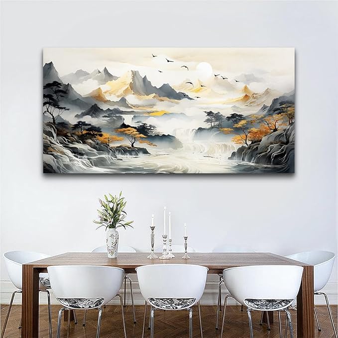 Lapremoly Large Wall Art For Living Room Wall Decor For Office Bedroom Wall Picture Abstract Mountain Landscape Canvas Prints Painting Artwork Modern Ready To Hang Stretched and Framed Home Poster