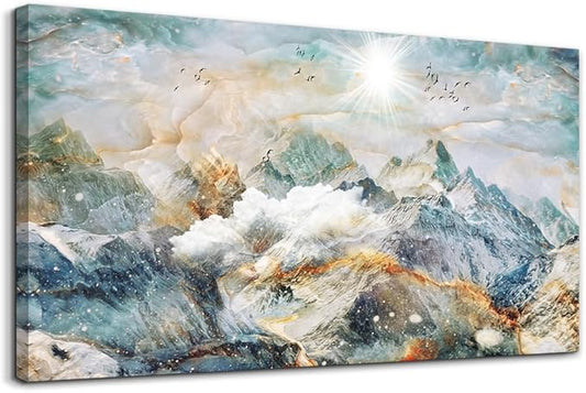 DZRWUBHS Abstract Canvas Wall Art for Living Room and Bedroom - Large Decorations for Office - Mountain Painting Framed Pictures - Farmhouse Home Decor Artwork 20"X40"