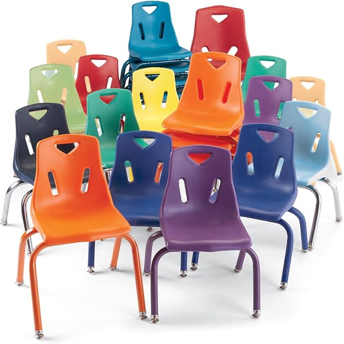 Jonti-Craft Berries 8144JC1114 Stacking Chair with Chrome-Plated Legs, 14" Height, Green