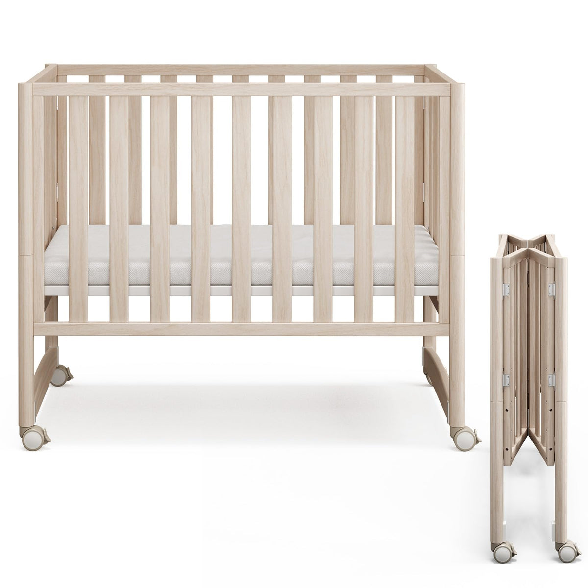 MAMAZING EvoNook 7-in-1 Convertible Baby Mini Crib with Wheels